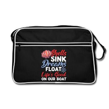 Shells Sink Dreams Float on Our Boat - Retro Bag - black/white - Front
