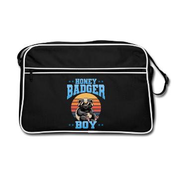 Funny Honey Badger - Retro Tasche - Schwarz/Weiß - Vorne