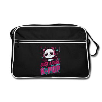 Just A Girl Who Loves K-Pop Cute Panda Korean - Retro Bag - black/white - Front