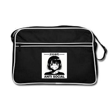 Antisocial Japanese Vaporwave Anime Girl - Retro Bag - black/white - Front