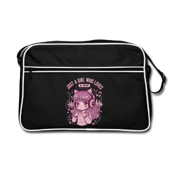 Just A Girl Who Loves K-Pop Cute Anime Korean Pop - Retro Bag - black/white - Front