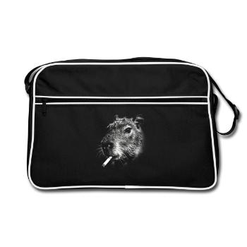 Fumer, cigarette, capybara, fumer une cigarette - Sac Retro - noir/blanc - Devant