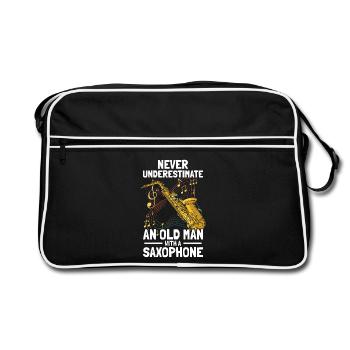 Old man with a Saxophon Saxophon Player - Retro Bag - black/white - Front