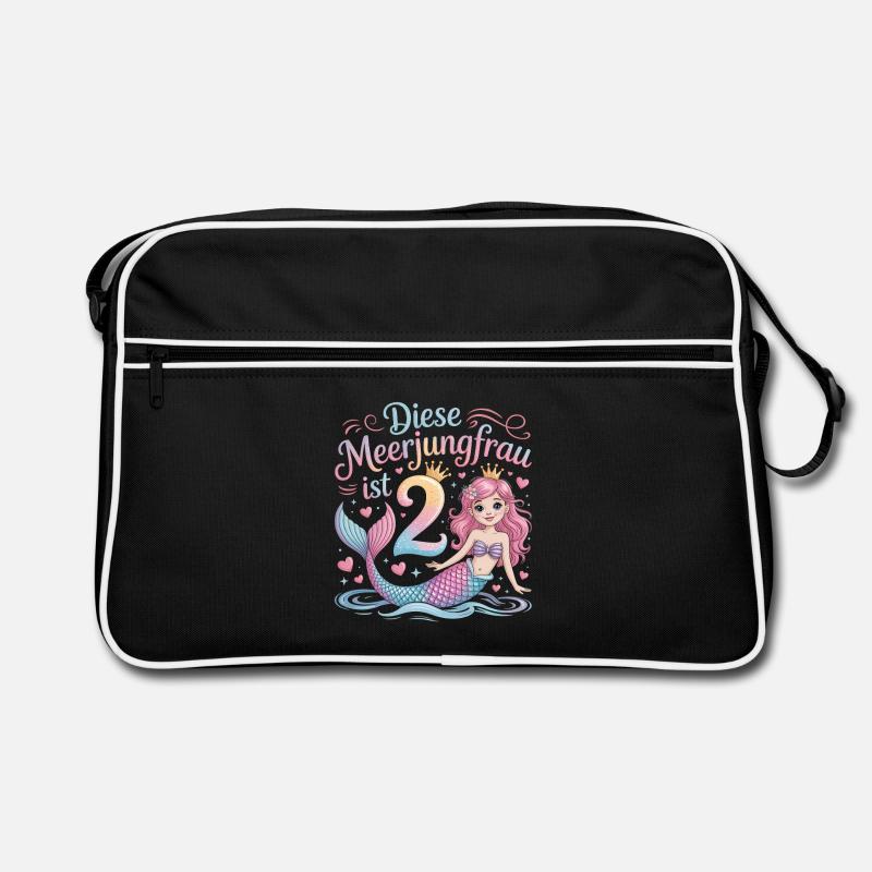 Diese Meerjungfrau Ist 2 Mädchen 2. Geburtstag Retro Tasche