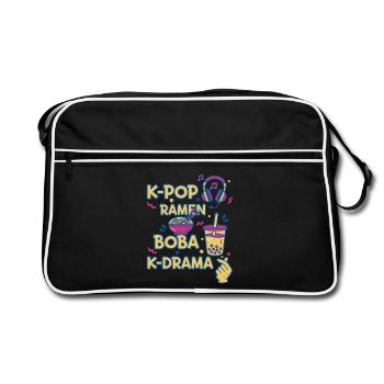 K-Pop Ramen Boba K Drame Musique coréenne Fans de Kpop - Sac Retro - noir/blanc - Devant