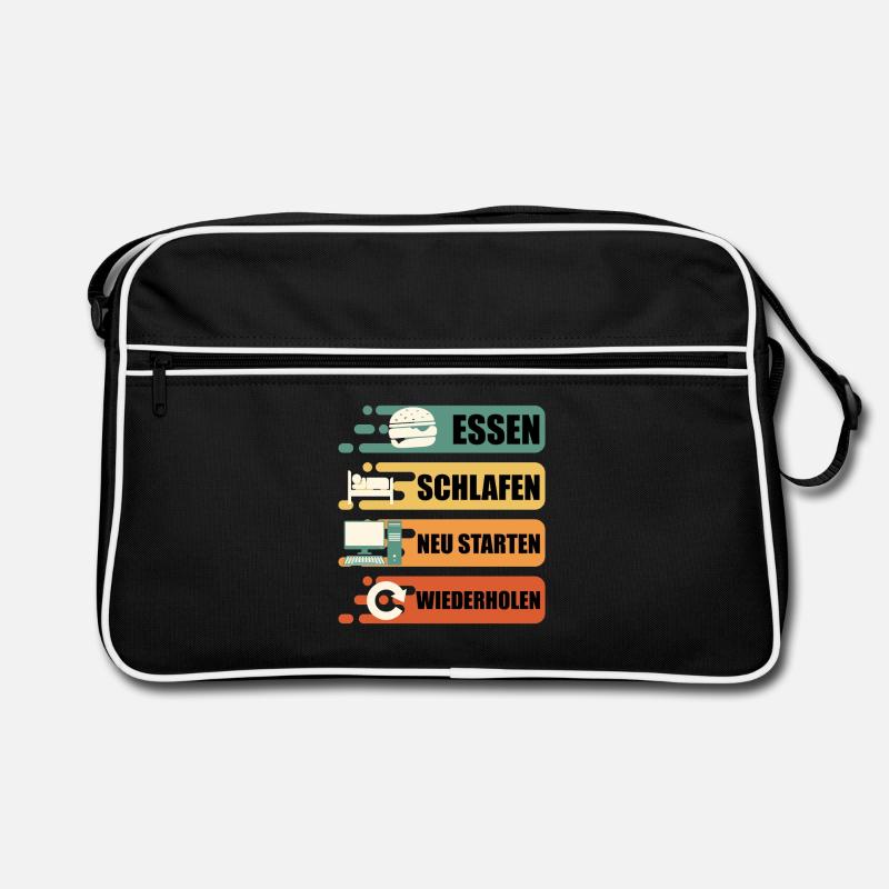 Technischer Support ESSEN SCHLAFEN NEU STARTEN Retro Tasche