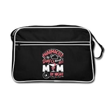 Pharmacien le jour Mère la nuit Mère - Sac Retro - noir/blanc - Devant