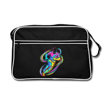 Joueur de rugby - Sac Retro - noir/blanc - Devant