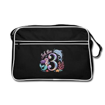 I'm 3 Mermaids Girl 3rd Birthday - Retro Bag - black/white - Front