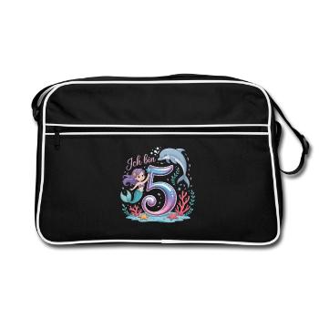 I'm 5 Mermaids Girl 5th Birthday - Retro Bag - black/white - Front