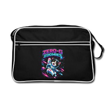 Null-G Zoomies | Astro Cat Space Humor - Retro Bag - black/white - Front