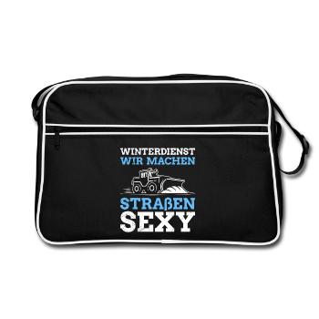 WINTERDIENST WIR MACHEN STRAßEN SEXY Lustig - Retro Tasche - Schwarz/Weiß - Vorne