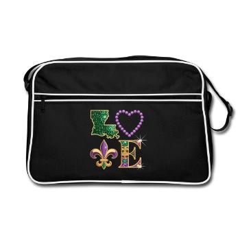 T-shirt Mardi Gras Louisiane – Fleur de Lis, Cœur - Sac Retro - noir/blanc - Devant