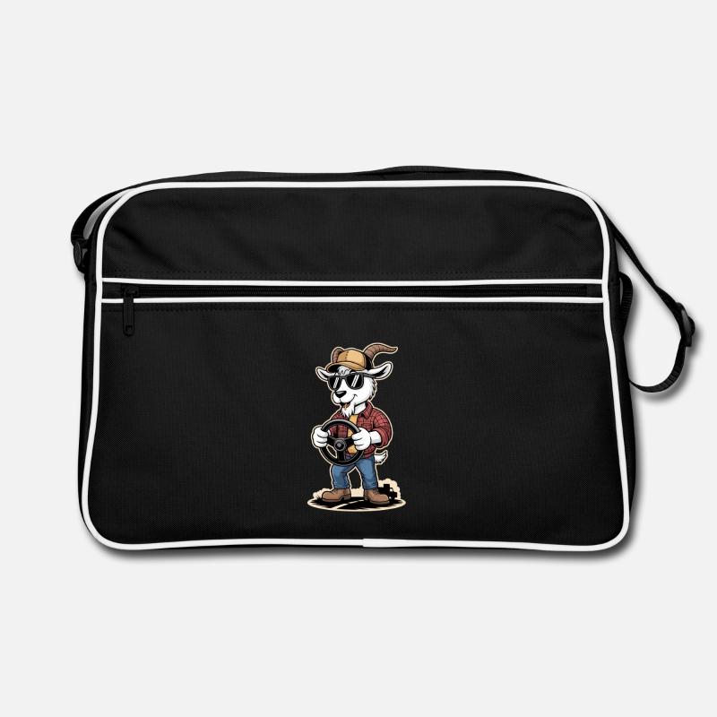 Cool goat trucker driver with steering wheel Retro Bag