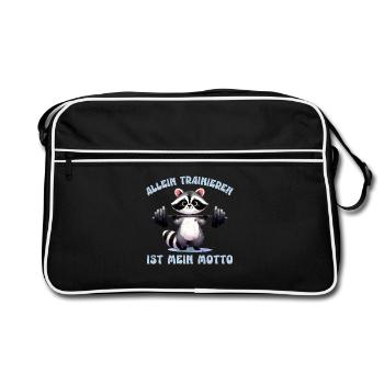 Weight training TRAINING ALONE IS MY MOTTO Funny - Retro Bag - black/white - Front