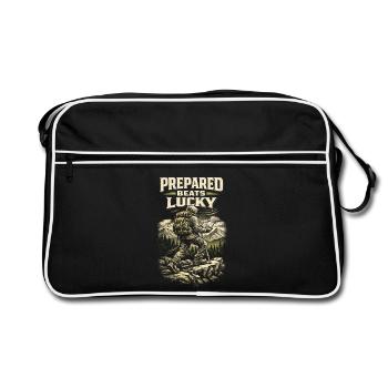 Prepper Survivalist Prepared Beats Lucky - Retro Bag - black/white - Front