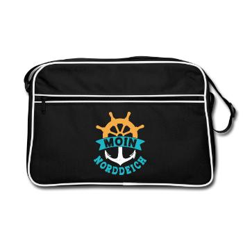 Vacances en mer du Nord MOIN NORDDEICH Drôle - Sac Retro - noir/blanc - Devant