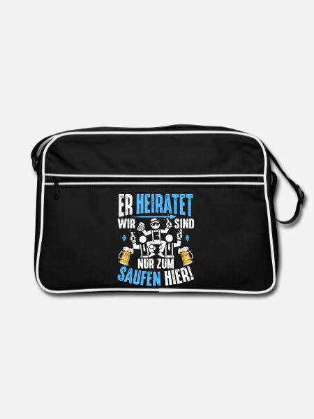 JGA T-Shirt Männer Junggesellenabschied Shirts - Retro Tasche - Schwarz/Weiß