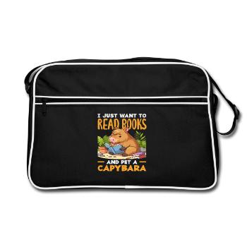 Lire des livres Animal de compagnie Un capybara mignon Drôle - Sac Retro - noir/blanc - Devant