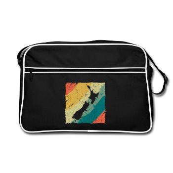 Logo rétro de la carte terrestre de la Nouvelle-Zélande Vintage NZ - Sac Retro - noir/blanc - Devant