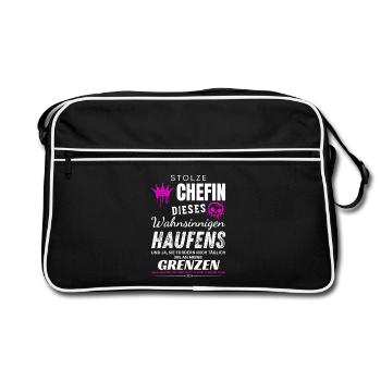 Stolze Chefin wahnsinniger Haufen Chefin Geschenke - Retro Bag - black/white - Front