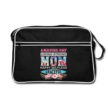 Maman Incroyable, Aimante et Forte – Fête des Mères Florale - Sac Retro - noir/blanc - Devant