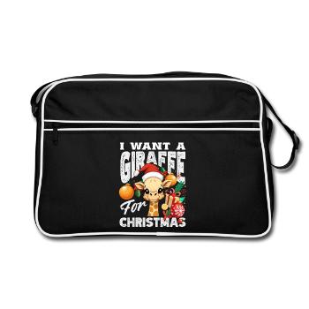 Je souhaite un Noël de girafe - Sac Retro - noir/blanc - Devant