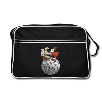Moon piano with spacesuit - Retro Bag - black/white - Front