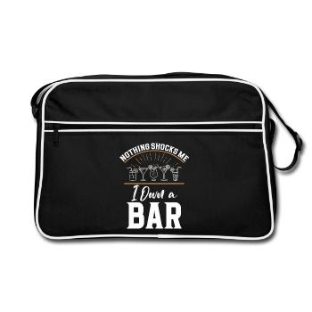 Propriétaire de pub, barman, cocktail, barmaid, bar - Sac Retro - noir/blanc - Devant