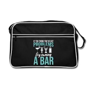 Barman Propriétaire de pub Barman Propriétaire de bar Propriétaire de barmaid - Sac Retro - noir/blanc - Devant