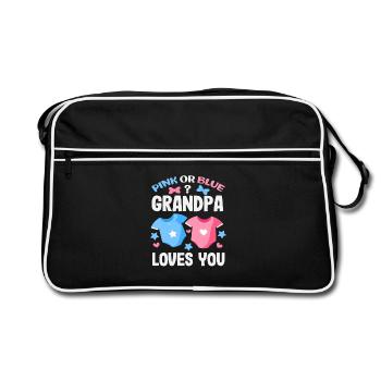 Pink Oder Blau Opa Liebt Dich Reveal - Retro Tasche - Schwarz/Weiß - Vorne