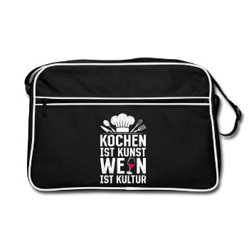 Chef COOKING IS AN ART WINE IS CULTURE - Retro Bag - black/white - Front