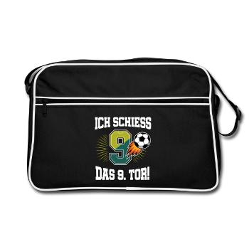 Je tire un 9e but drôle pour le football de 9e anniversaire - Sac Retro - noir/blanc - Devant