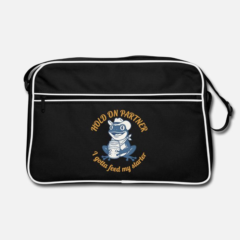 Warte, Partner, ich muss meinen Starter mit Sauerteig füttern Retro Tasche