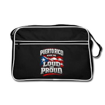 Puerto Rico Boricua - Retro Tasche - Schwarz/Weiß - Vorne