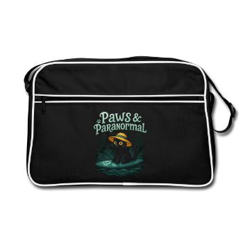 Paws & Paranormal: Black Cat Surfs with Ghost - Retro Bag - black/white - Front