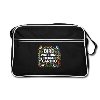 Bird Watching Birding Bird Watcher Vogel-Nerd - Retro Tasche - Schwarz/Weiß - Vorne
