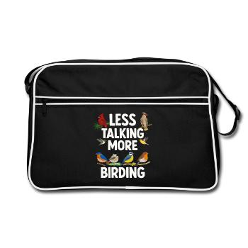 Bird Watching Birding Bird Watcher Vogel-Nerd - Retro Tasche - Schwarz/Weiß - Vorne