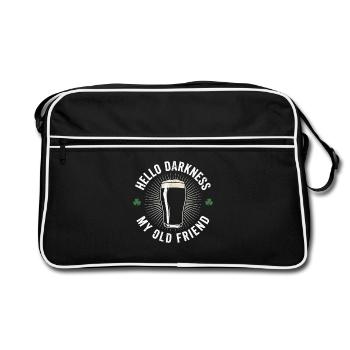 Hello Darkness My Old Friend Trinkt Stout-Bier - Retro Tasche - Schwarz/Weiß - Vorne