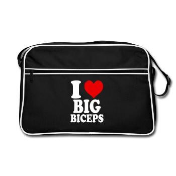 J’adore les gros biceps drôle GYM Fitness Gym - Sac Retro - noir/blanc - Devant