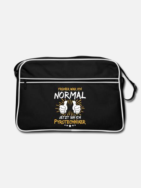 Pyrotechniker Spruch - Retro Tasche - Schwarz/Weiß
