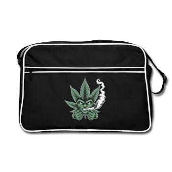 Chemise à cannabis – Cannabis Leaf Face Stoner - Sac Retro - noir/blanc - Devant