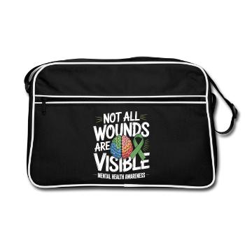 Toutes les blessures ne sont pas visibles – santé mentale - Sac Retro - noir/blanc - Devant