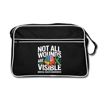 Toutes les blessures ne sont pas visibles – santé mentale - Sac Retro - noir/blanc - Devant