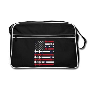 Jet Fighter USA Flag – Pilot Airplane - Retro Bag - black/white - Front