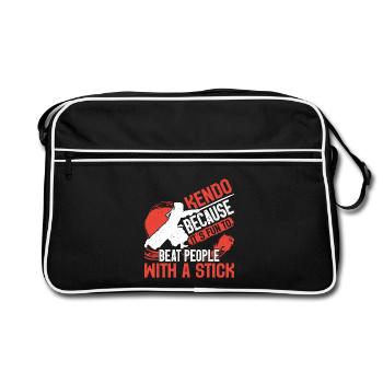  Kendo Swordsman Samurai Ninja Sinobi Kenjutsu - Retro Bag - black/white - Front