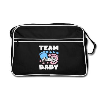 Fête de révélation du sexe de l’équipe Bébé en Bonne Santé - Sac Retro - noir/blanc - Devant