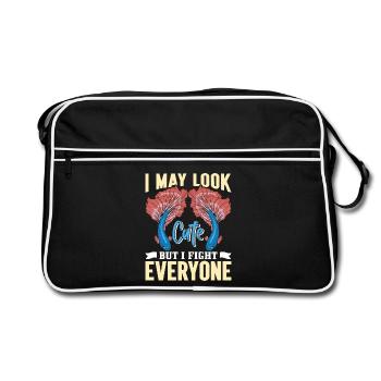  Betta Fish Keeper Aquarium Fish Tank Siamese - Retro Bag - black/white - Front