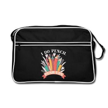 Artist Painter Graphic I Do Pencil Push Ups Saying - Retro Tasche - Schwarz/Weiß - Vorne