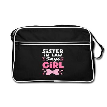 Stiff Sister Says Girl Gender Reveal - Retro Bag - black/white - Front